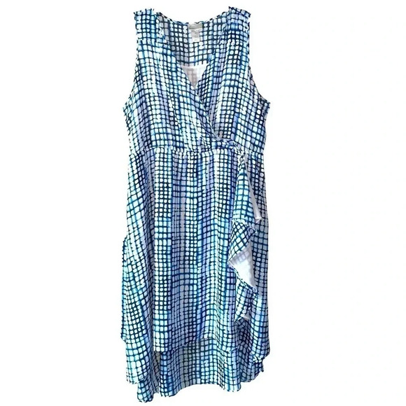 LANE BRYANT Women’s Blue Print Sleeveless V-Neck High-Low Lightweight Size 3X - Picture 3 of 6